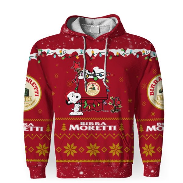 Birra Moretti American Merry Christmas, Snoopy House Cute Fan Gift-3D Unisex Hoodie - Image 1
