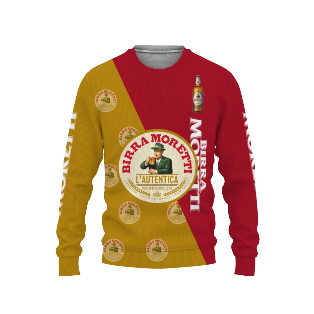 birra moretti and pattern logo 3d sweatshirt 1 Birra Moretti And Pattern Logo-3D Sweatshirt - Image 1