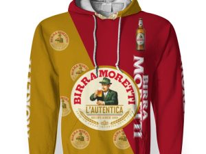 Birra Moretti And Pattern Logo-3D Unisex Hoodie - Image 1