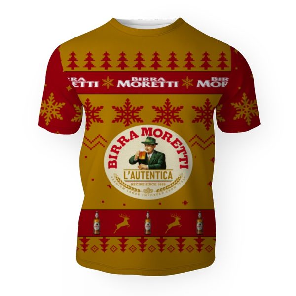 Birra Moretti Merry Christmas Unisex Gift Fan-3D Unisex T-Shirt - Image 1