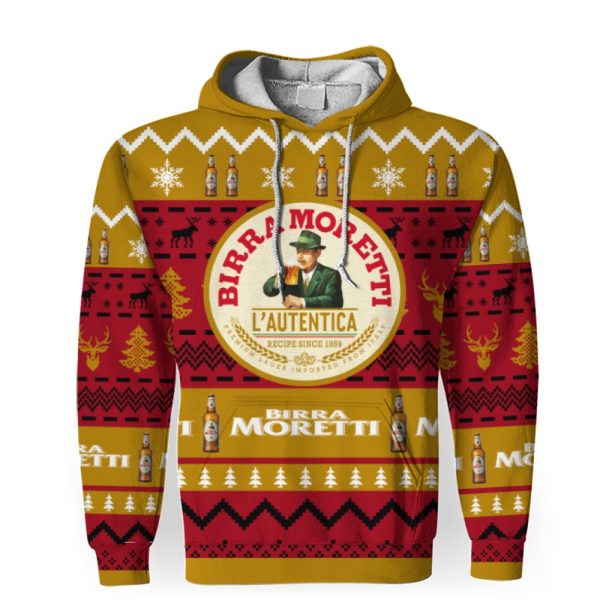 Birra Moretti Shirts Beer Vintage Logo-3D Unisex Hoodie - Image 1