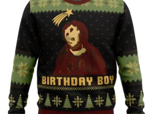 Birthday Boy The Ruined Fresco Of Jesus Ugly Christmas Sweater - Image 1