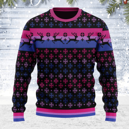 bisexual pride flag ugly christmas sweater 1 Bisexual Pride Flag Ugly Christmas Sweater - Image 1