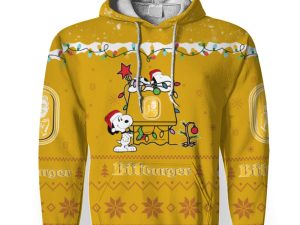 Bitburger American Merry Christmas, Snoopy House Cute Fan Gift-3D Unisex Hoodie - Image 1