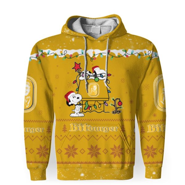 Bitburger American Merry Christmas, Snoopy House Cute Fan Gift-3D Unisex Hoodie - Image 1