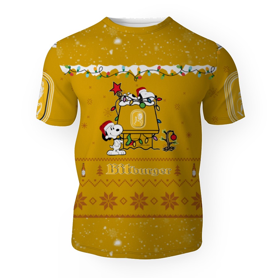 bitburger american merry christmas snoopy house cute fan gift 3d unisex t shirt 1 Bitburger American Merry Christmas, Snoopy House Cute Fan Gift-3D Unisex T-Shirt - Image 1