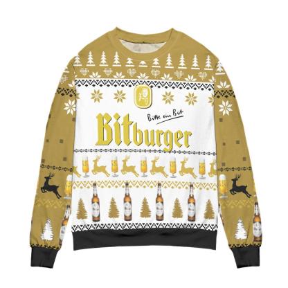 bitburger beer logo reindeer pattern ugly christmas sweater 1 Bitburger Beer Logo Reindeer Pattern Ugly Christmas Sweater - Image 1