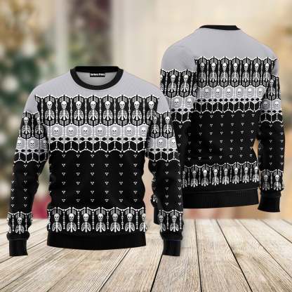black and white skeleton ugly christmas sweater 2 Black And White Skeleton Ugly Christmas Sweater - Image 2