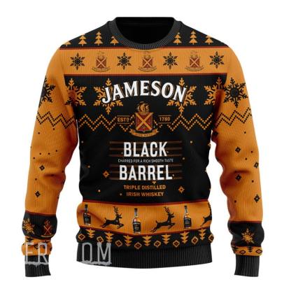 black barrel jameson whiskey ugly christmas sweater 1 Black Barrel Jameson Whiskey Ugly Christmas Sweater - Image 1