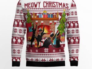 Black Cat Christmas Dancing Ugly Christmas Sweater - Image 1