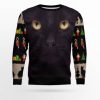 Black Cat Cute Face Ugly Christmas Sweater - Image 1