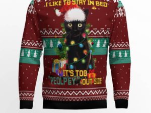 Black Cat Like Stay To In Bed Xmas Ugly Christmas Sweater - Image 1