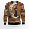 Black Cat Moon And Back Ugly Christmas Sweater - Image 1