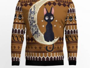 Black Cat Moon And Back Ugly Christmas Sweater - Image 1
