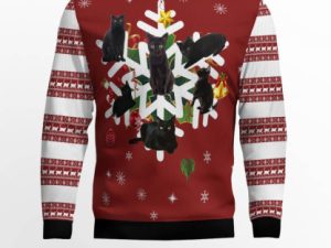 Black Cat Snowflake Ugly Christmas Sweater - Image 1