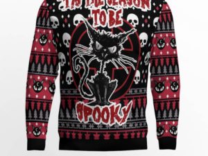 Black Cat Spooky Halloween Ugly Christmas Sweater - Image 1