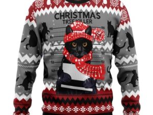 Black Cat Tree Ugly Christmas Sweater Christmas Gift Sweater - Image 1