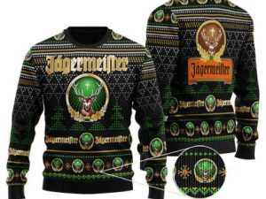 Black Jagermeister Christmas Ugly Christmas Sweater - Image 1