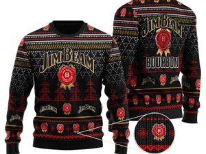 Black Jim Beam Christmas Ugly Christmas Sweater - Image 1