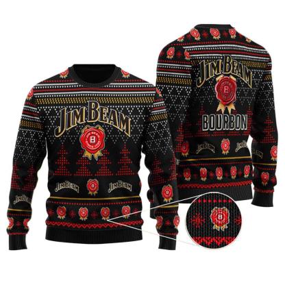 black jim beam christmas ugly christmas sweater 1 Black Jim Beam Christmas Ugly Christmas Sweater - Image 1