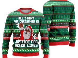 Black Santa Funny Ugly Christmas Sweater - Image 1