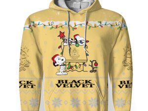 Black Velvet American Merry Christmas, Snoopy House Cute Fan Gift-3D Unisex Hoodie - Image 1