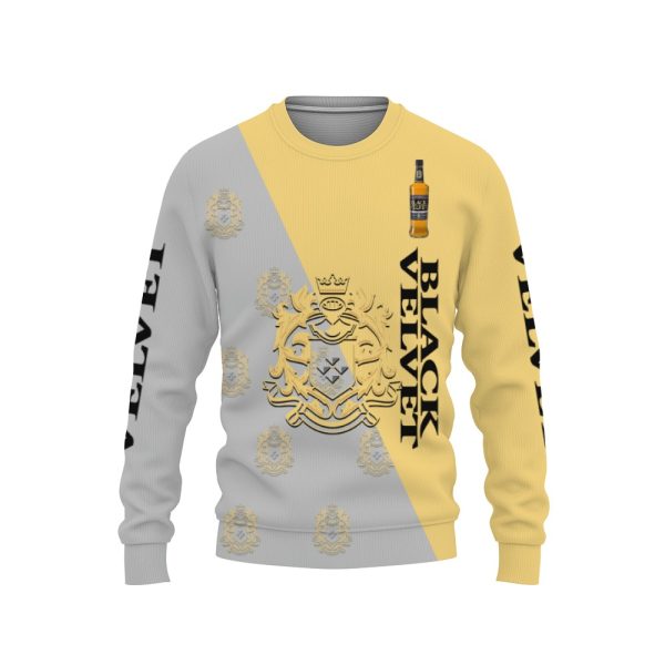 Black Velvet And Pattern Logo-3D Sweatshirt - Image 1