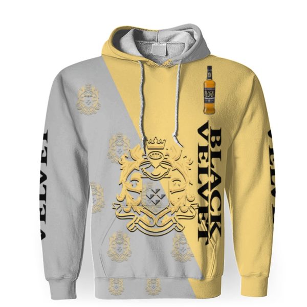 Black Velvet And Pattern Logo-3D Unisex Hoodie - Image 1