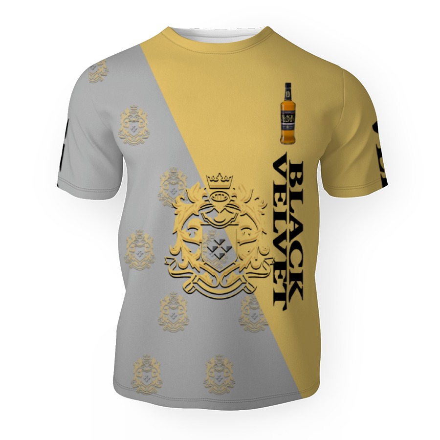 black velvet and pattern logo 3d unisex t shirt 1 Black Velvet And Pattern Logo-3D Unisex T-Shirt - Image 1