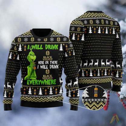 black velvet ugly christmas sweater holiday gift 1 Black Velvet Ugly Christmas Sweater Holiday Gift - Image 1