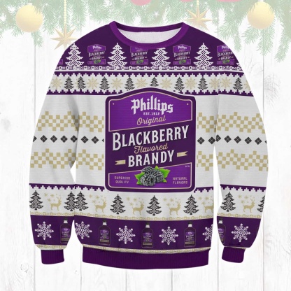 blackberry brandy ugly christmas sweater 1 Blackberry Brandy Ugly Christmas Sweater - Image 1
