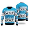 Blue Penguins Xmas Pattern Ugly Christmas Sweater - Image 1