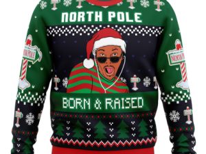 Born And Raised Fresh Prince Of Bel Air Ugly Christmas Sweater - Image 1