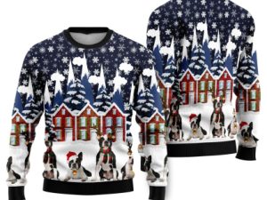 Boston Terrier Family Ugly Christmas Sweater - Image 1