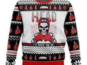 Boxing Head Hunter Ugly Christmas Sweater - Image 1
