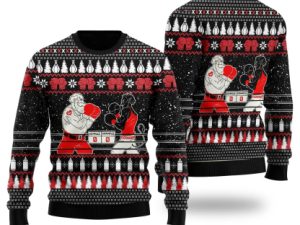 Boxing Santa And Krampus Funny Ugly Christmas Sweater - Image 1