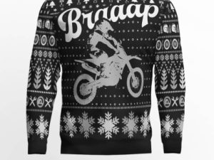 Braaap Moto Ugly Christmas Sweater Grey Version - Image 1