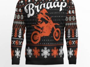 Braaap Moto Ugly Christmas Sweater Orange Version - Image 1