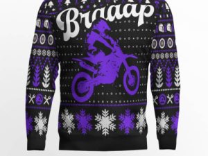 Braaap Moto Ugly Christmas Sweater Purple Version - Image 1