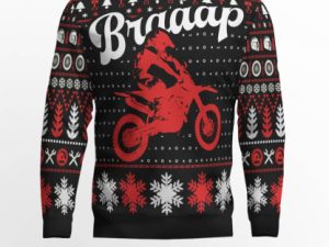 Braaap Moto Ugly Christmas Sweater Red Version - Image 1