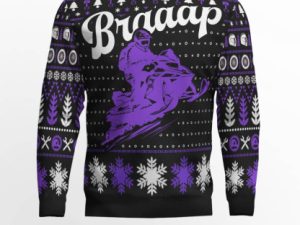 Braaap Snowmobile Ugly Christmas Sweater Purple Version - Image 1