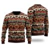 Brown Tribal Bear And Fir Tree Pattern Ugly Christmas Sweater - Image 1