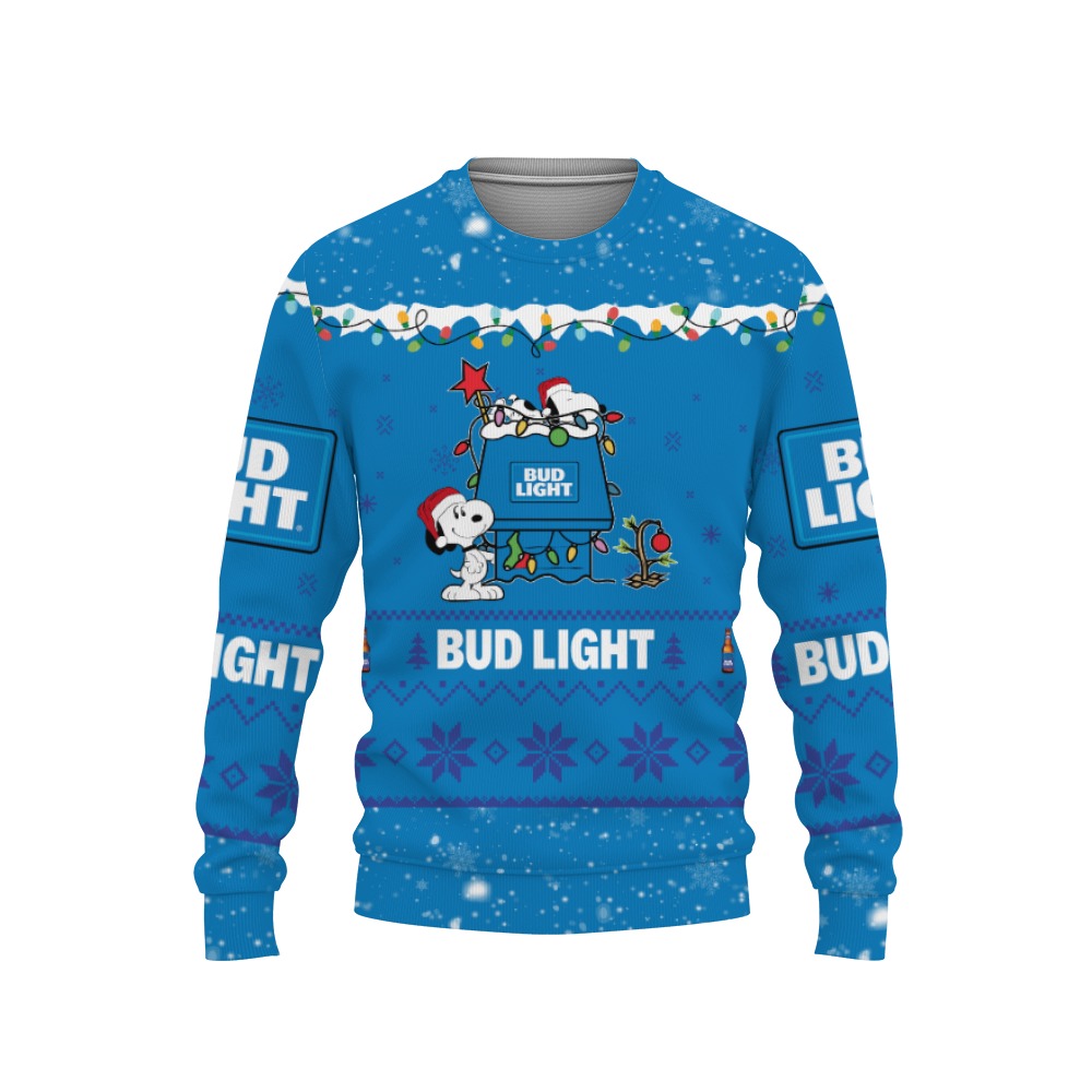 bud light american merry christmas snoopy house cute fan gift 3d sweatshirt 1 Bud Light American Merry Christmas, Snoopy House Cute Fan Gift-3D Sweatshirt - Image 1