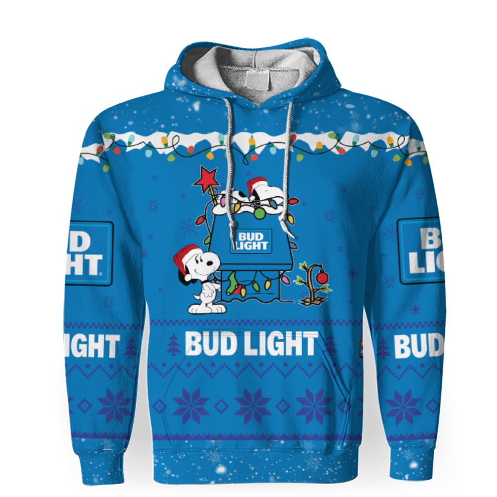 bud light american merry christmas snoopy house cute fan gift 3d unisex hoodie 1 Bud Light American Merry Christmas, Snoopy House Cute Fan Gift-3D Unisex Hoodie - Image 1