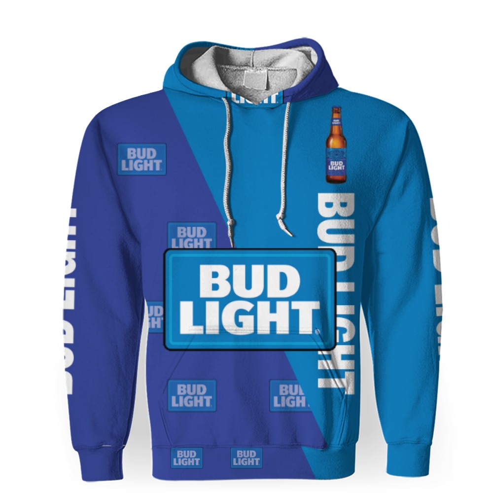 bud light and pattern logo 3d unisex hoodie 1 Bud Light And Pattern Logo-3D Unisex Hoodie - Image 1