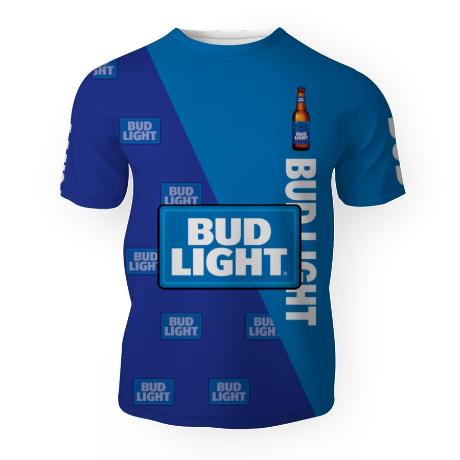 bud light and pattern logo 3d unisex t shirt 1 Bud Light And Pattern Logo-3D Unisex T-Shirt - Image 1