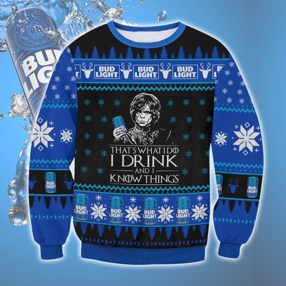 bud light drink know things ugly christmas sweater 1 Bud Light Drink Know Things Ugly Christmas Sweater - Image 1