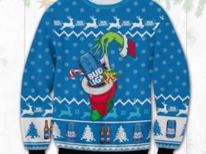 Bud Light Grinch Hand Ugly Christmas Sweater - Image 1