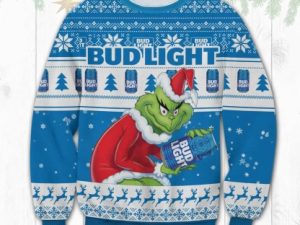 Bud Light Grinch Ugly Christmas Sweater - Image 1