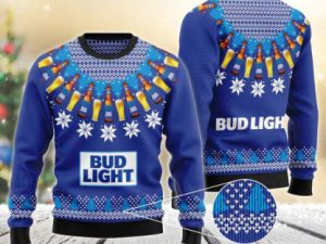 Bud Light Heart Pattern Fair Isle Ugly Christmas Sweater - Image 1